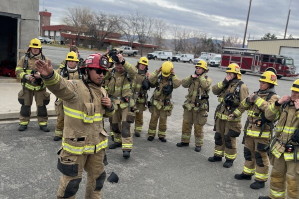 Brian Fischer, tactical strength coach with Sparks firefighters at fire training, Reno NV