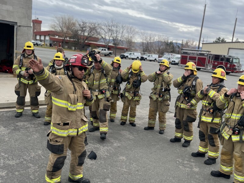 Brian Fischer, tactical strength coach with Sparks firefighters at fire training, Reno NV